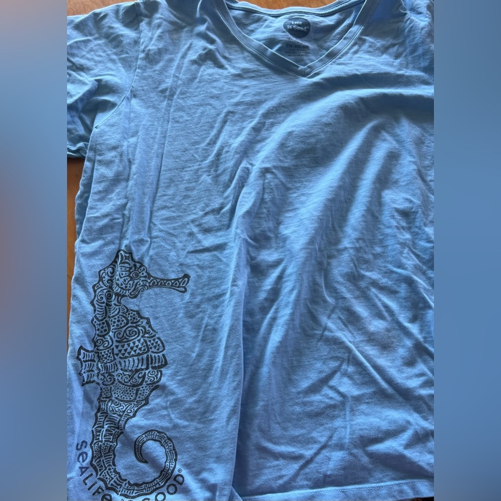Xxl life is good light blue with seahorse